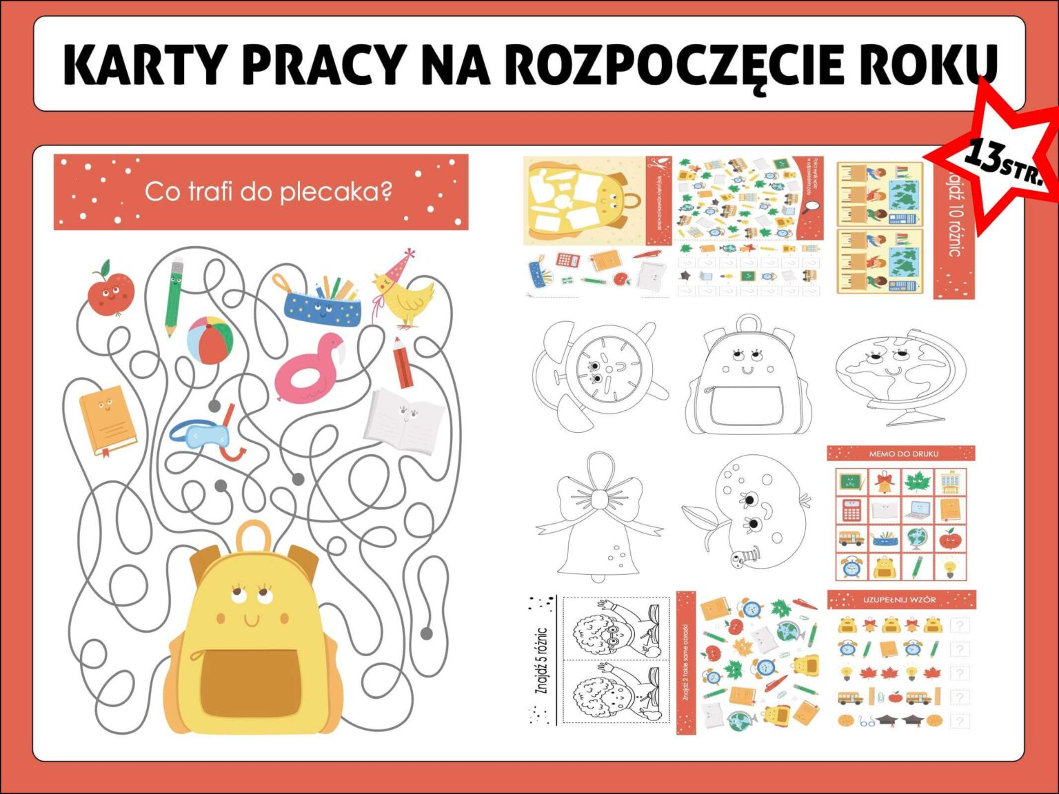Karty pracy na rozpoczęcie roku szkolnego