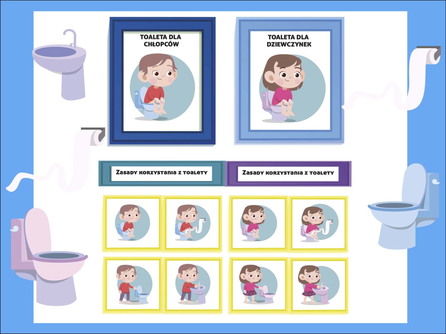 toaleta – zasady korzystania wersja dla dziewczynki i chłopca