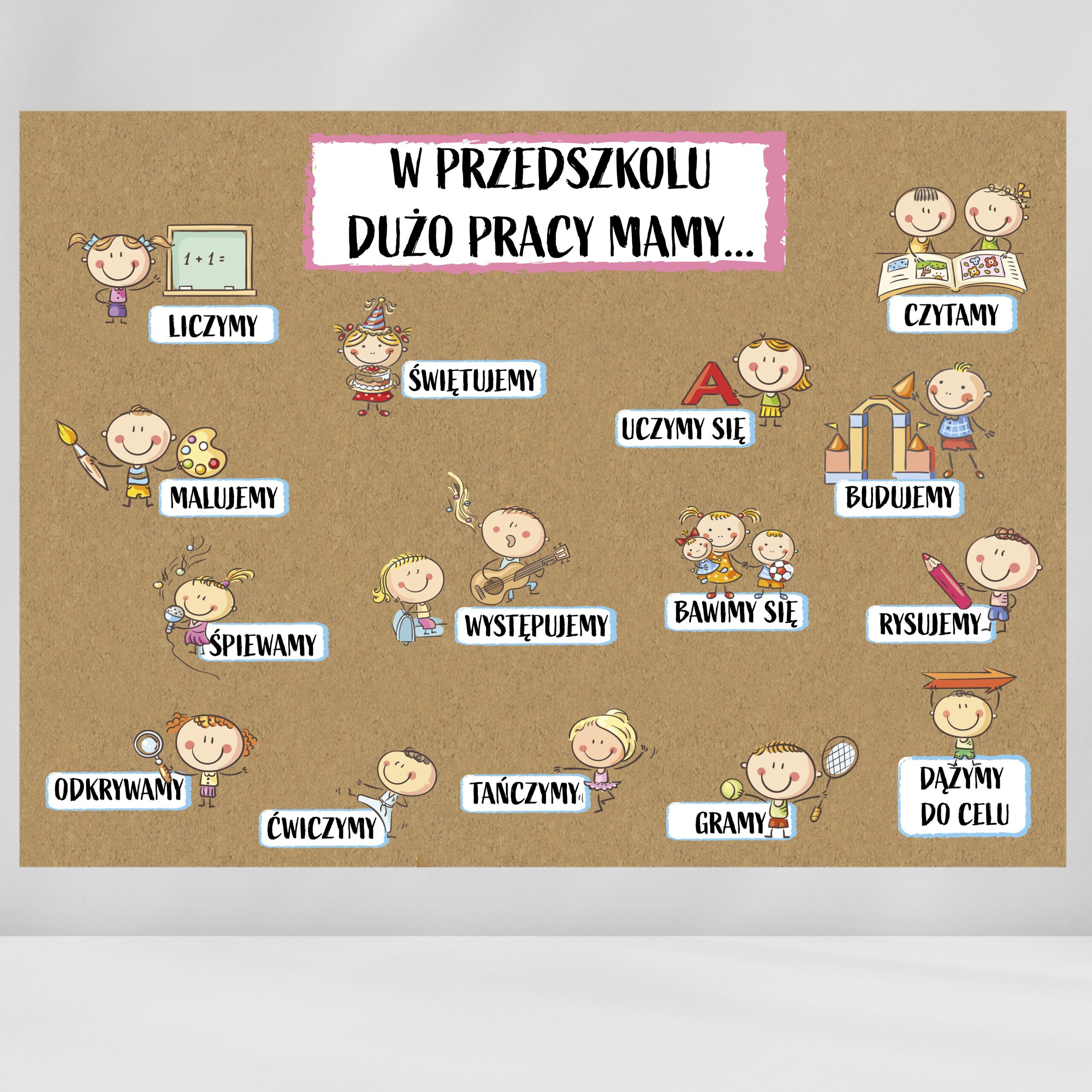 W przedszkolu dużo pracy mamy… – gazetka oraz dekoracja na drzwi