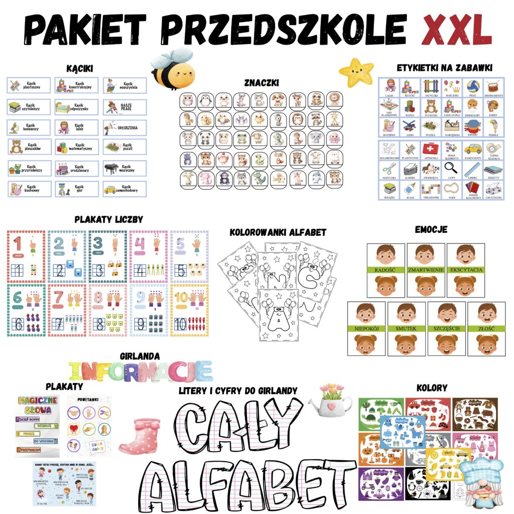 Pakiet materiałów dla przedszkola – karty pracy do druku ze Skarbca Kwiecień Academy