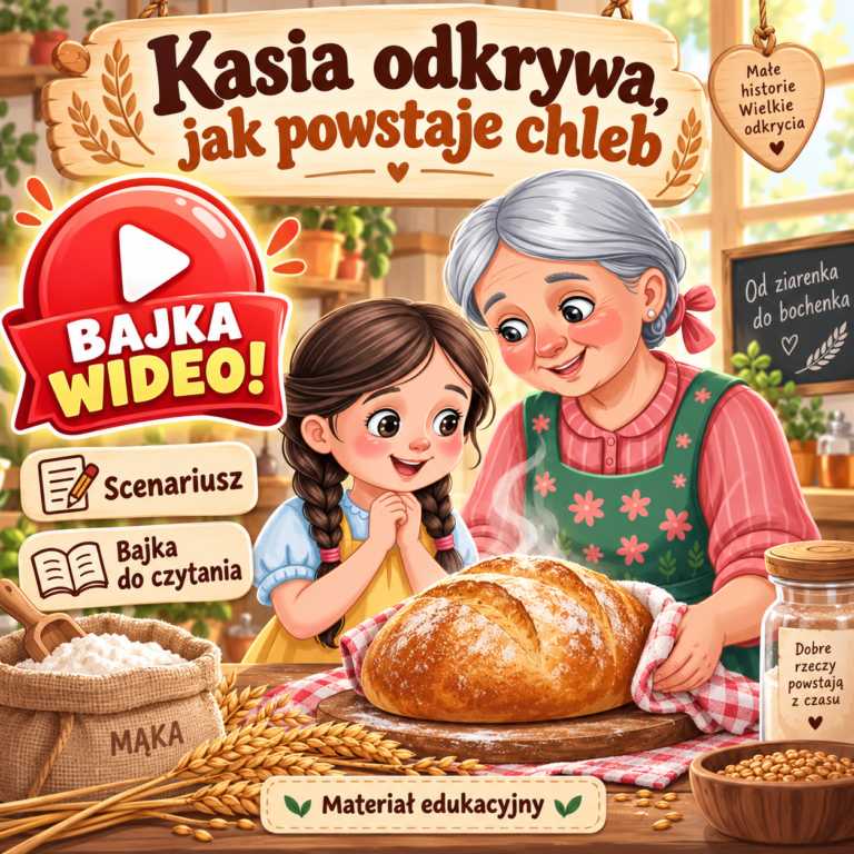 Kasia odkrywa, jak powstaje chleb – bajka wideo, scenariusz i karty pracy