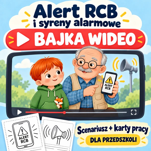 Bezpieczny Franek: Alert RCB i syreny alarmowe – bajka wideo, scenariusz zajęć i karty pracy