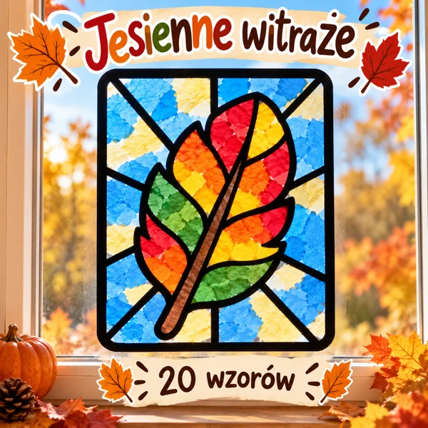 Jesienne witraże – 20 wzorów do wyklejania i dekoracji okien